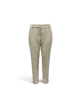 Oscar de la Renta Textured High-Waist Trousers in Light Beige